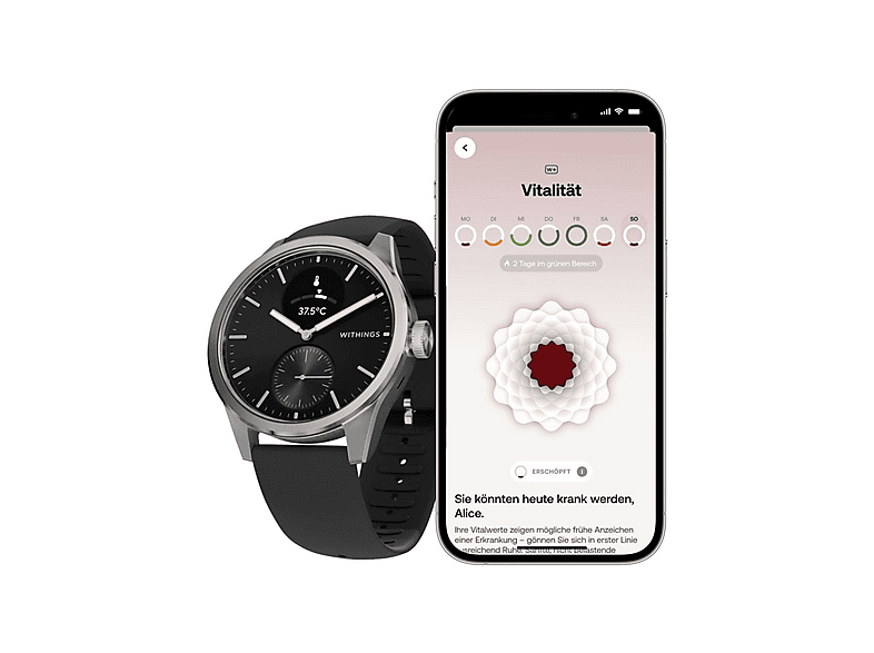 Smartwatch - Withings 56835, Acero inoxidable, Negro / Plateado