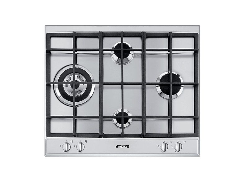 Placa de gas - Smeg P261XGH, 4 zona(s) zonas, Cilíndrico, 60 cm, Inox
