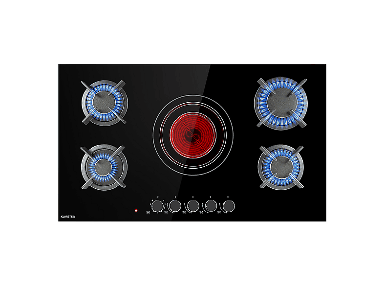 Placa de gas - Klarstein MultiChef, 5 zonas, 87 cm, Negro