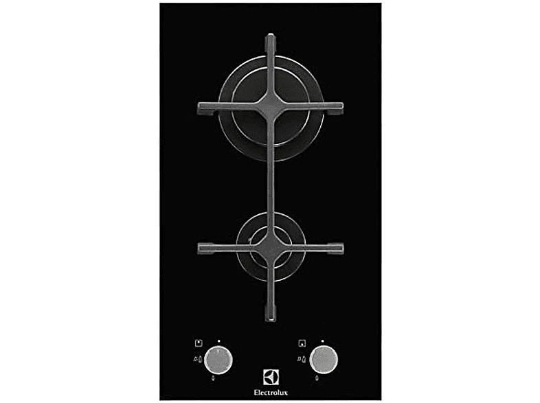 Placa de gas - Electrolux EGC3322NVK, 2 zonas, GN + GLP (propano/butano), 290 mm, Negro