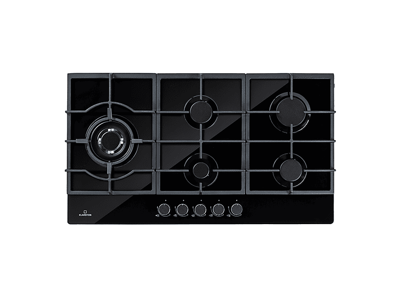 Placa de gas - Klarstein Ignito Chef Edition, 5 zonas, 90 cm, Negro