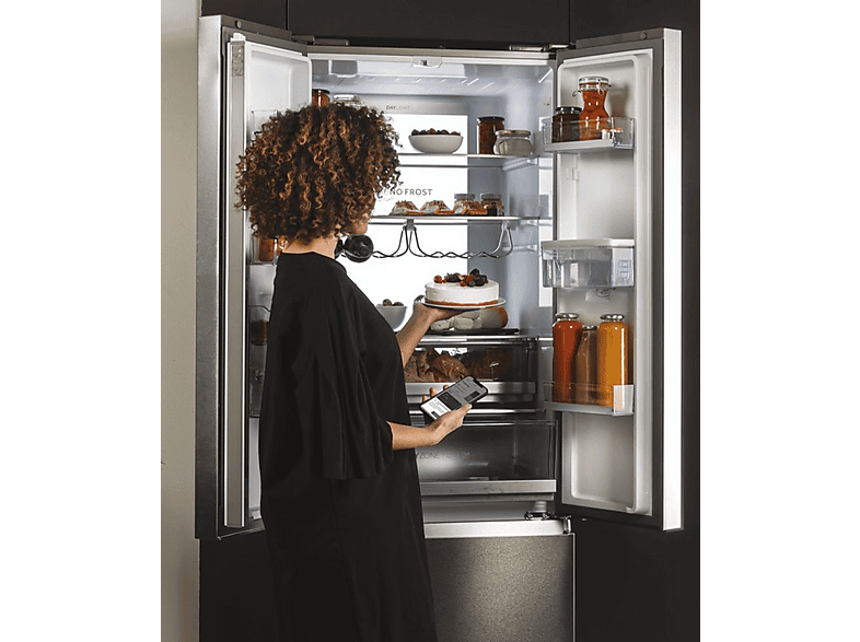 Frigorífico americano - Haier HFW7720EWMP, No Frost, Dinámico (con ventilador), Altura 2006 mm, Capacidad 477 l, Plata