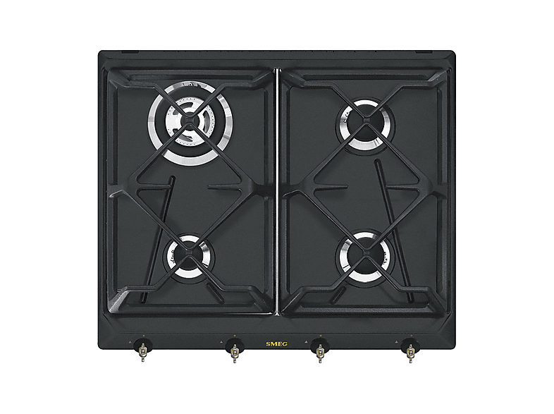 Placa de gas - Smeg 8017709233341, 4 zonas, Gas Natural, Gas Butano, Gas Propano, 59,5 cm, Inox