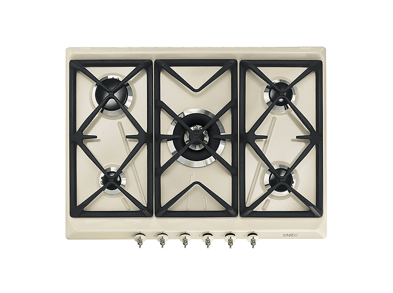 Placa de gas - Smeg 8017709233297, 5 zonas, Gas licuado del petróleo (LPG), 68,5 cm, Inox