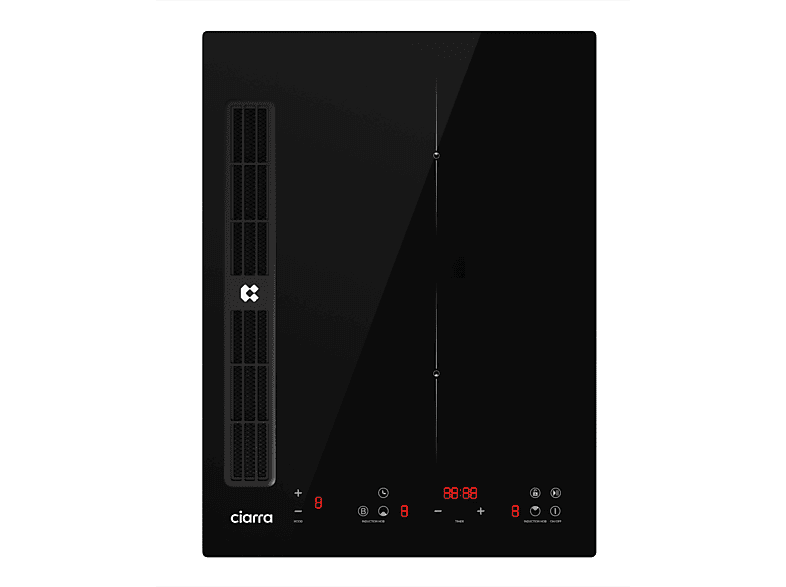 Placa de inducción - Ciarra CBBEH392B, 2 zonas, 520 mm, Negro