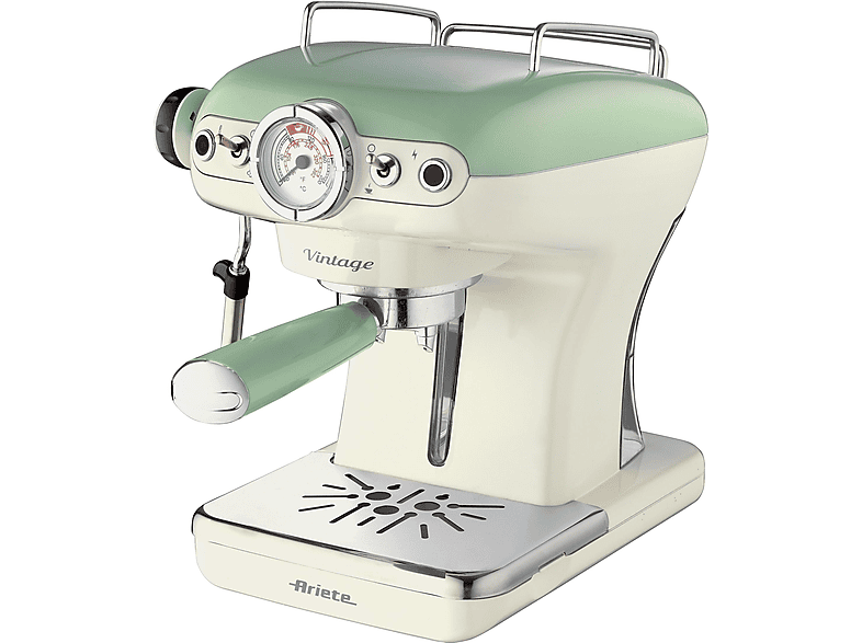 Cafetera express - Ariete 1389 Vintage, 15 bar, 850 W, 2 tazas, Beige, Verde
