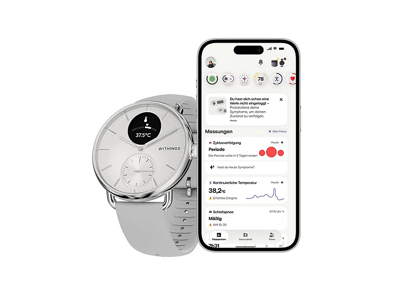 Smartwatch - Withings 56837, Acero inoxidable, Blanco