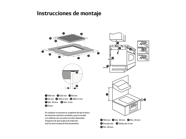 Placa inducción - LG CBIZ2435B, 4 zona(s) zonas, 59 cm, Cristal Negro