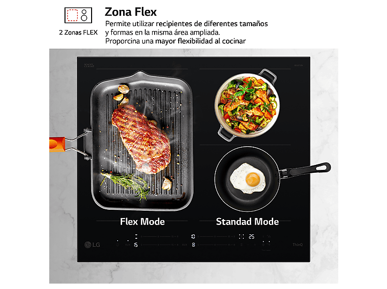 Placa inducción - LG CBIZ2435B, 4 zona(s) zonas, 59 cm, Cristal Negro