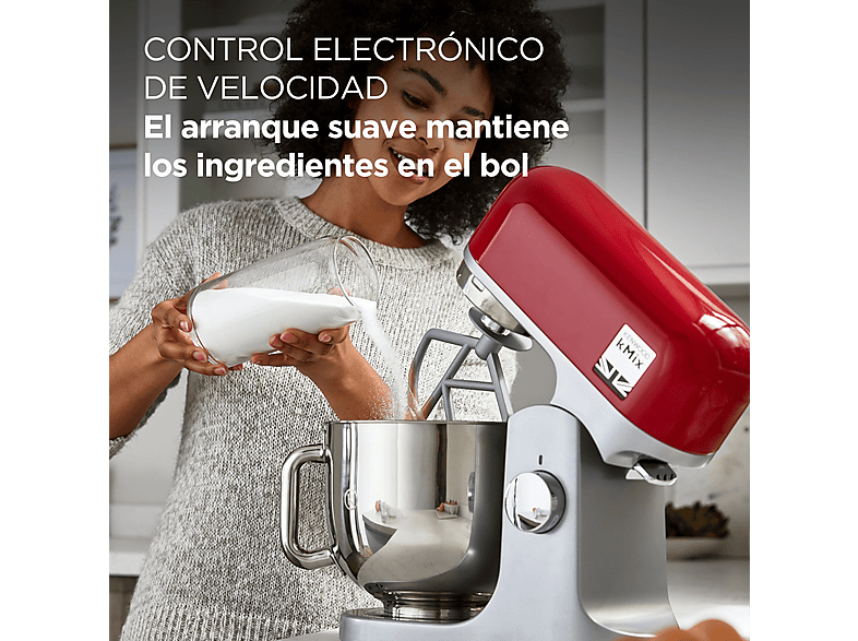 Robot de cocina - Kenwood kMix KMX750RD, Amasadora de repostería, 1000 W Bol de 5 l, 6 Velocidades, Rojo