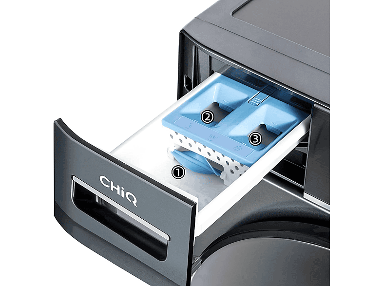 Lavadora carga frontal - Chiq CFL100-14586IM3XA, Space PRO, Motor inverter, 1400 rpm, Programa inteligente, Función Vapor, 10 kg, 16 programas