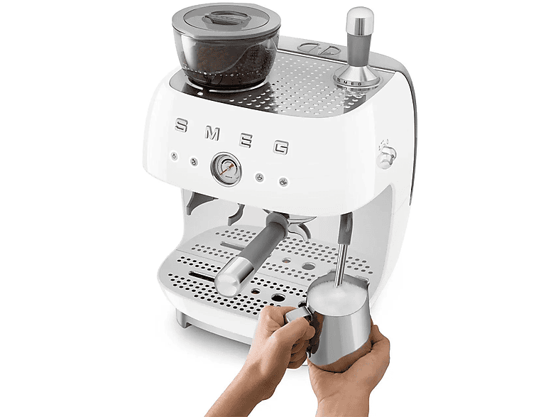 Cafetera express - Smeg EGF03WHEU, 15 bar, 1650 W, 2 tazas, Inox