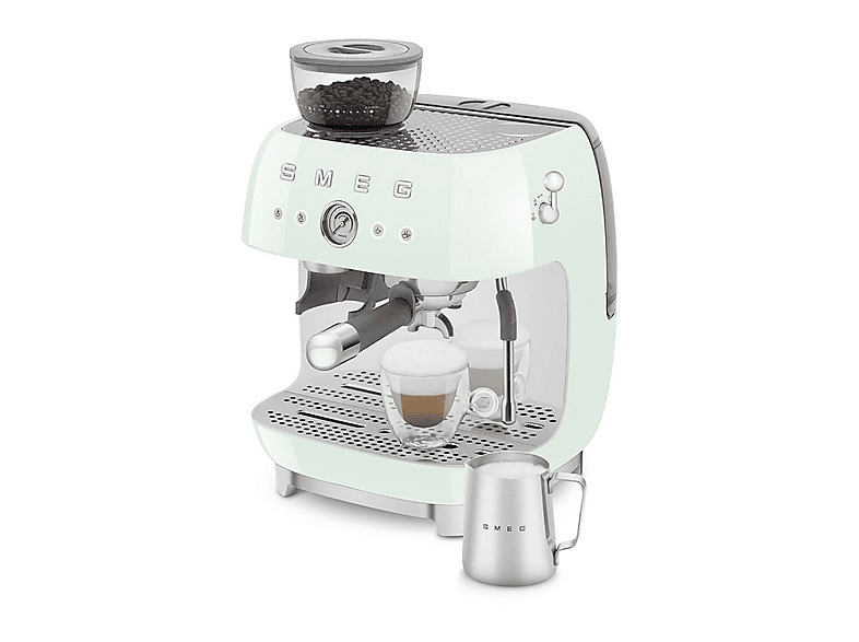 Cafetera express - Smeg EGF03PGEU VERDE, 15 bar, 1650 W, 2 tazas, Inox