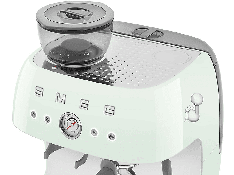 Cafetera express - Smeg EGF03PGEU VERDE, 15 bar, 1650 W, 2 tazas, Inox