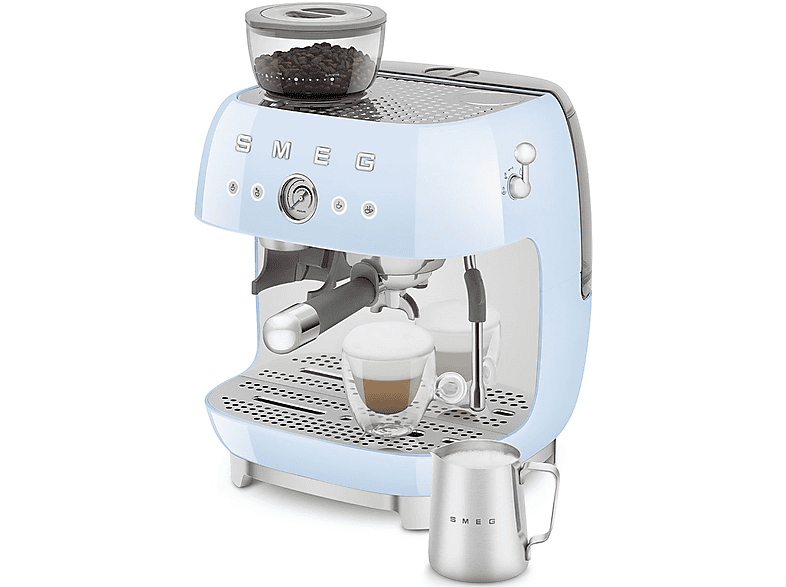 Cafetera express - Smeg EGF03PBEU AZUL, 15 bar, 1650 W, 2 tazas