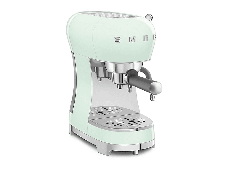 Cafetera express - Smeg ECF02PGEU AZUL, 15 bar, 1350 W, 2 tazas, Inox