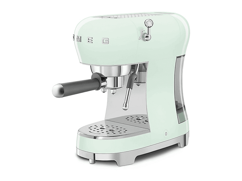 Cafetera express - Smeg ECF02PGEU AZUL, 15 bar, 1350 W, 2 tazas, Inox