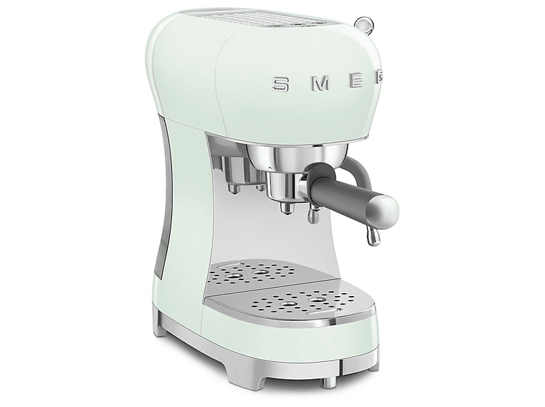 Cafetera express - Smeg ECF02PGEU AZUL, 15 bar, 1350 W, 2 tazas, Inox