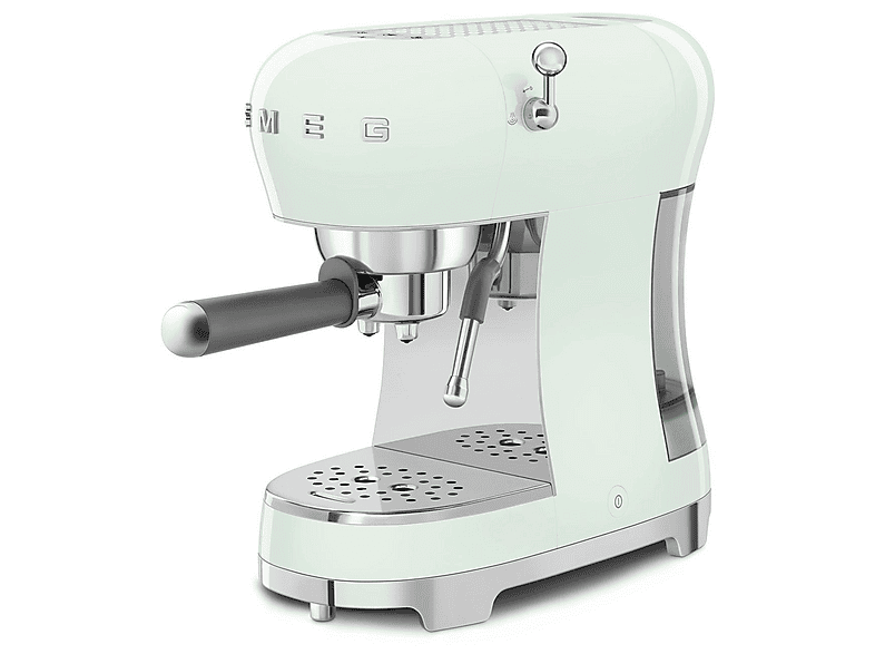 Cafetera express - Smeg ECF02PGEU AZUL, 15 bar, 1350 W, 2 tazas, Inox