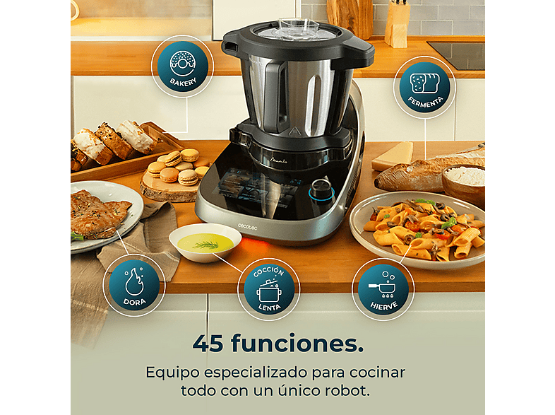 Robot de cocina - Cecotec 4700 MAMBO COOKING VICTORY, 1700 W, 4,5 l, Inox