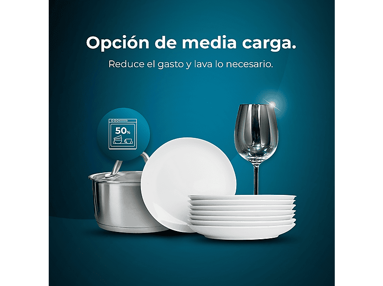 Lavavajillas libre instalación 60 cm - Cecotec 2779 BOLERO AGUAZERO 6500 INOX C, 15 servicios, 6 programas, 60,0 cm, Plateado