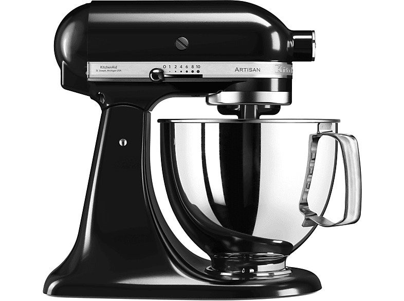 Robot amasador - KitchenAid 5KSM125EOB, 300W, 4.8L, Negro