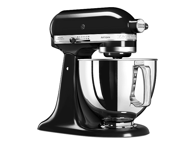 Robot amasador - KitchenAid 5KSM125EOB, 300W, 4.8L, Negro