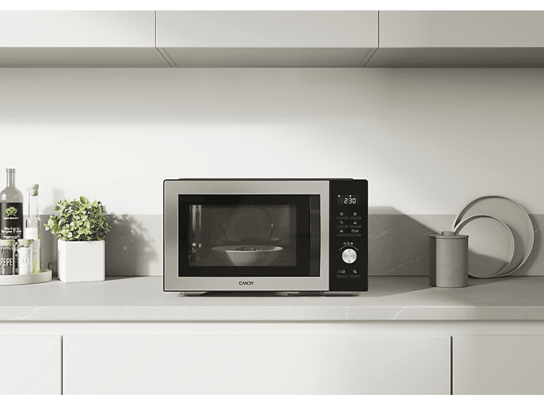 Microondas con grill - Candy CMCA29EDLB, 1000 W, 5 potencia, 29 l, Inox