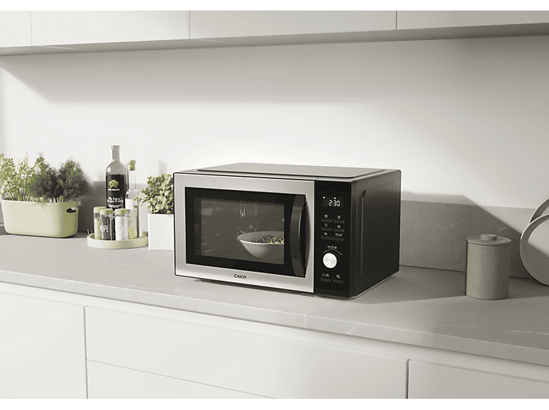 Microondas con grill - Candy CMCA29EDLB, 1000 W, 5 potencia, 29 l, Inox