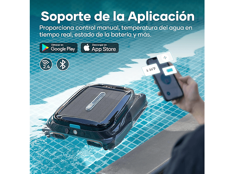 Robot limpia piscinas - Aiper APR-AI00425164001, Negro