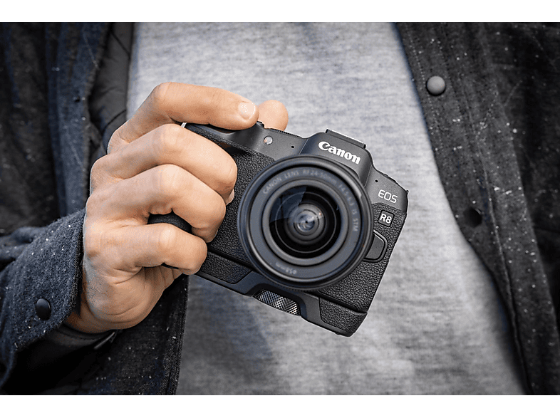 Cámara EVIL - Canon EOS R8+RF 24-50MM F4.5-6.3 IS STM, 25,6 megapixel, CMOS, 4K 3840p, Negro