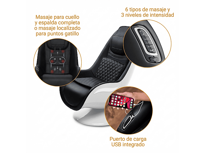 Sillón de masaje - Medisana RS 660, Niveles de funcionamiento: 3, Peso máximo 120 kg, negro