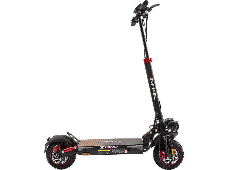 Patinete eléctrico - Zwheel ZRino Duo Max, Pot. máx. 2000 W, Carga máx. 120 kg, 70 km autonomía, 20000 mAh, Negro | Rojo