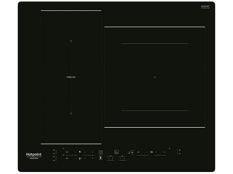 Placa de inducción - Hotpoint HOT8050147581568, 3 zonas, 590 mm, Negro