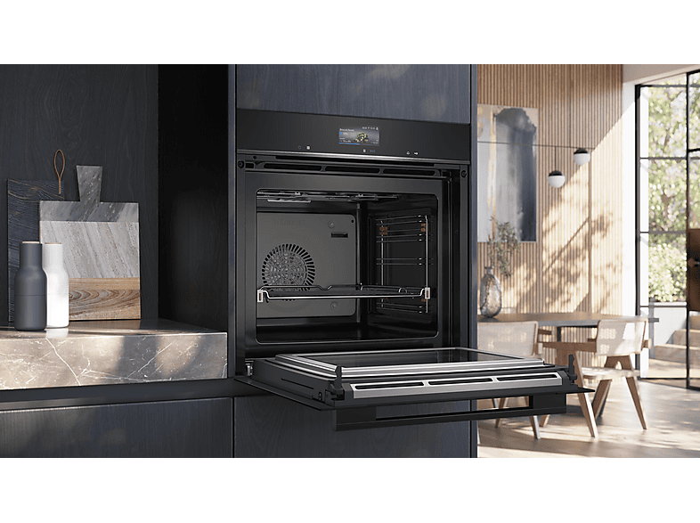 Horno microondas - Siemens iQ700 HM736GAB1, Integrable, Hidrolítica, 67 l, 59,4 cm, Negro