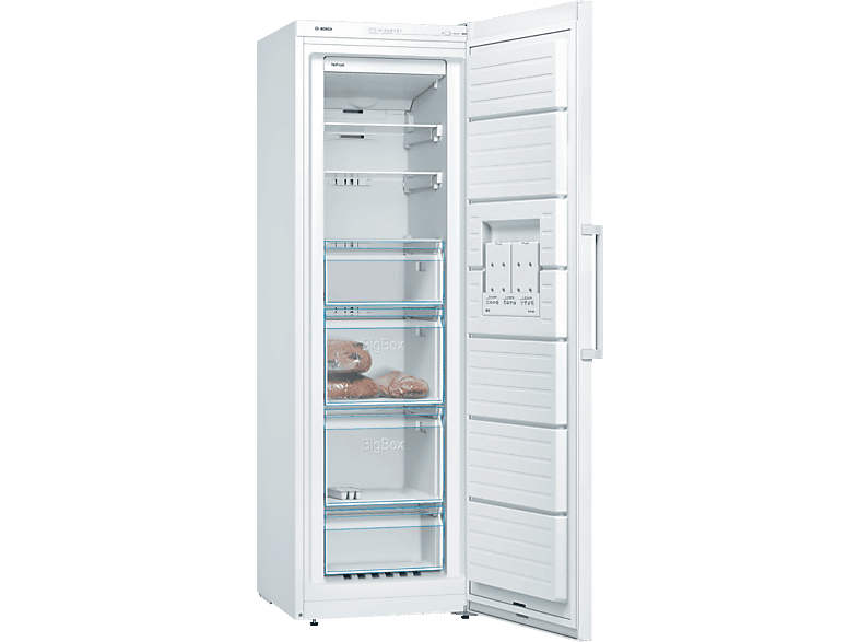 Congelador vertical - Bosch GSN36VWEP, 242 l, 186 cm, Blanco