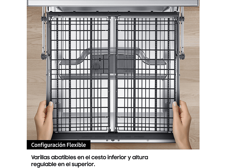 Lavavajillas - Samsung DW60M6050FS, 14 servicios, 7 programas, 59.8 cm, Función Higiene, Configuración Flexible, Inox