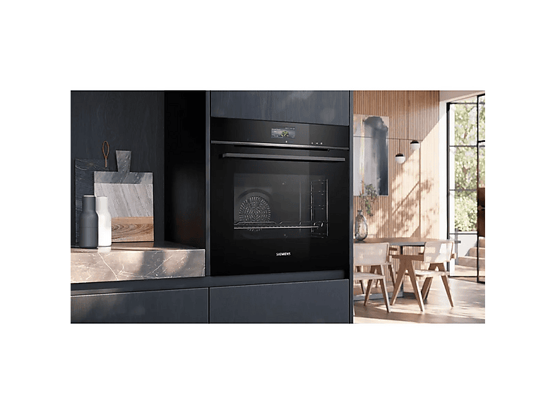 Horno a vapor - Siemens iQ700 HR776G1B1, Pirolítico, 71 l, 594 mm, Negro