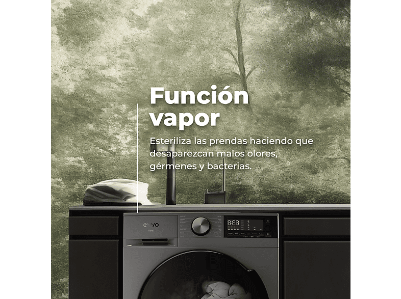 Lavadora secadora - Evvo Nova 8/6, 1350 rpm, 13 programas, Blanco