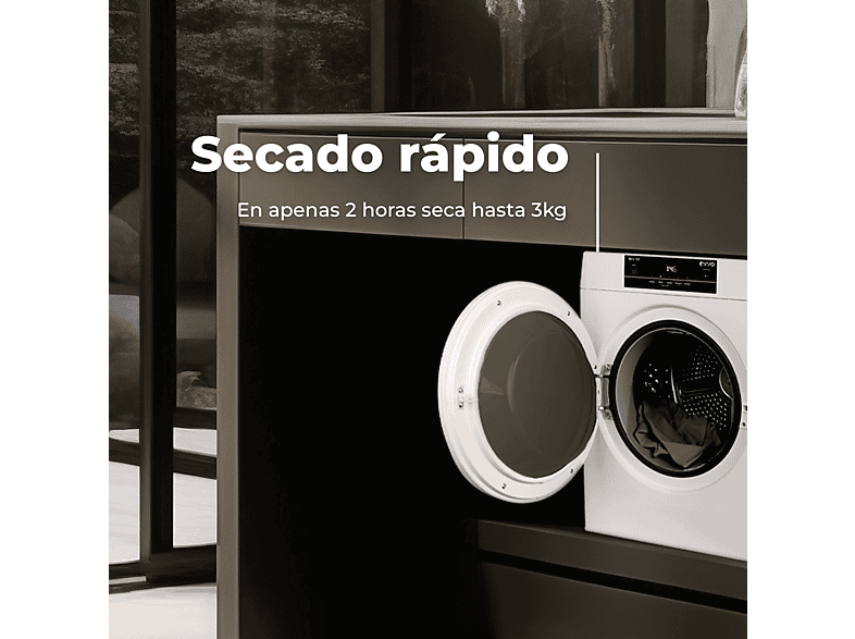 Secadora evacuación - Evvo Mini S3, Evacuacion, 5 programas, Blanco