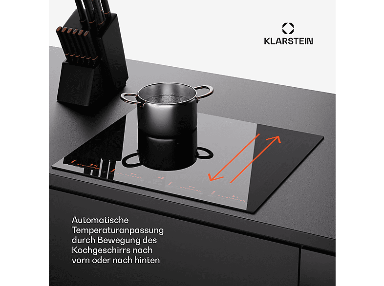Placa de inducción - Klarstein Masterzone 60 Flex, 4 zonas, 59 cm, Negro