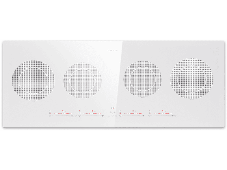 Placa de inducción - Klarstein Masterzone 90 Slim Round, 4 zonas, 90 cm, Blanco