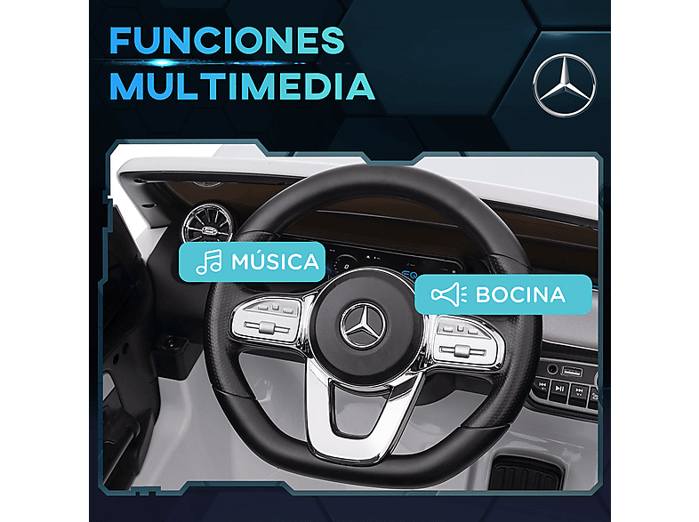 Coche eléctrico - Homcom Mercedes-Benz EQA, 12V, Control Remoto, Música, Bocina, 3-8 km/h, 3-8 Años
