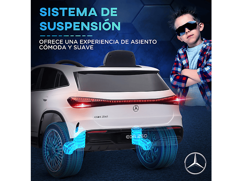 Coche eléctrico - Homcom Mercedes-Benz EQA, 12V, Control Remoto, Música, Bocina, 3-8 km/h, 3-8 Años