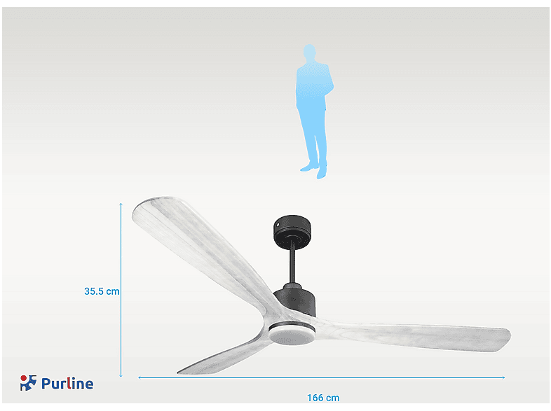 Ventilador de techo - Purline MadeiraD166C03LED65278, 18 W, 6 velocidades, Negro
