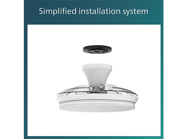 Ventilador de techo - Philips BLISS DC 28W+35W 27-55-40K BLACK, 6 velocidades, Aspas retráctiles, Negro