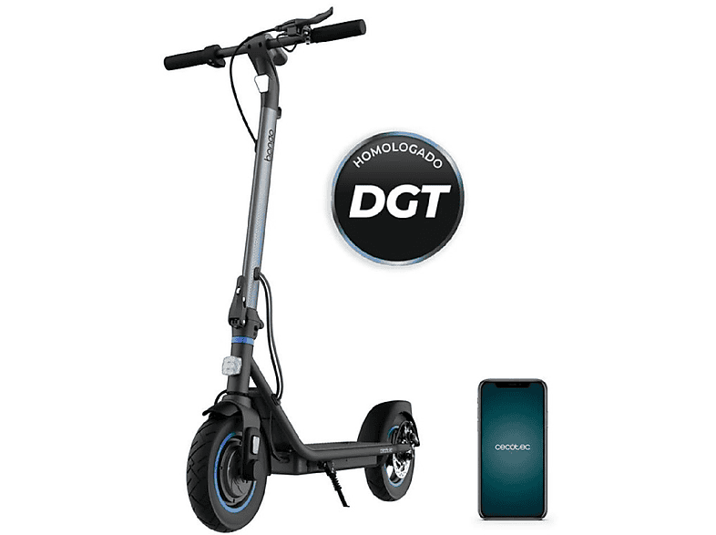 Patinete eléctrico - Cecotec BONGO D20 XL CONNECTED, Pot. máx. 630 W, Carga máx. 100 kg, 120 min autonomía, 5000 mAh, Plateado