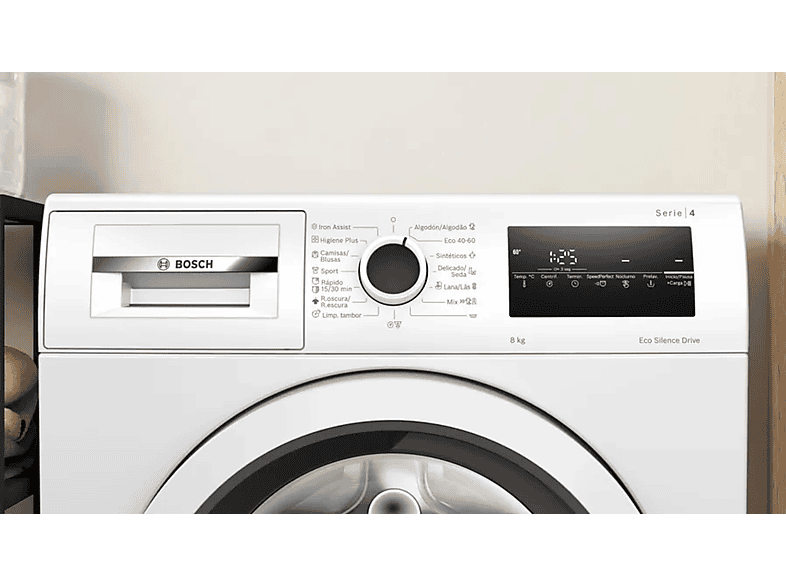 Lavadora carga frontal - Bosch BOSWAN24272ES, 8 kg, Inox