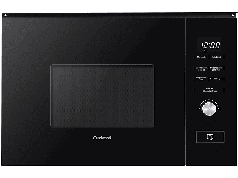 Microondas libre instalación - Corbero CMICM20GLNINTEG, 800 W, 5 potencia, 20 l, Negro