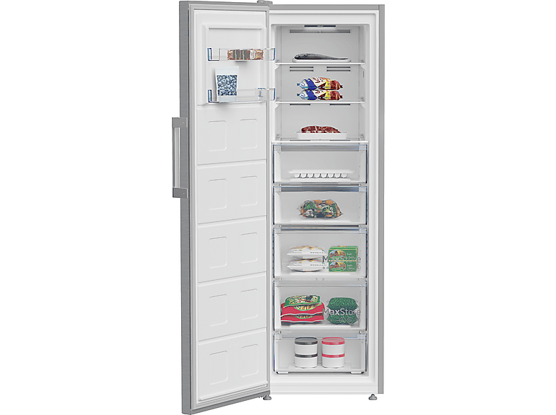Congelador vertical - Beko BEKB3RMFNE314XB, 286 l, 186,5 cm, Color Inox